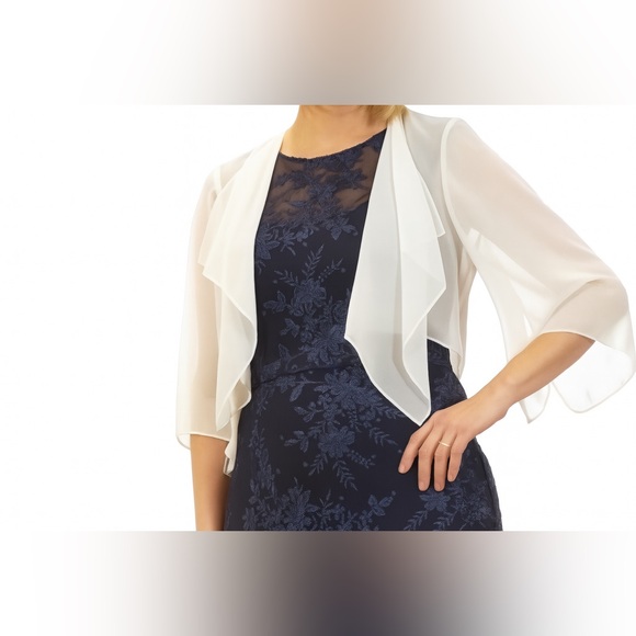 🆕 Alex Evenings Ivory Chiffon Shrug Jacket Top for Dress Cardigan Size XL - Picture 4 of 11